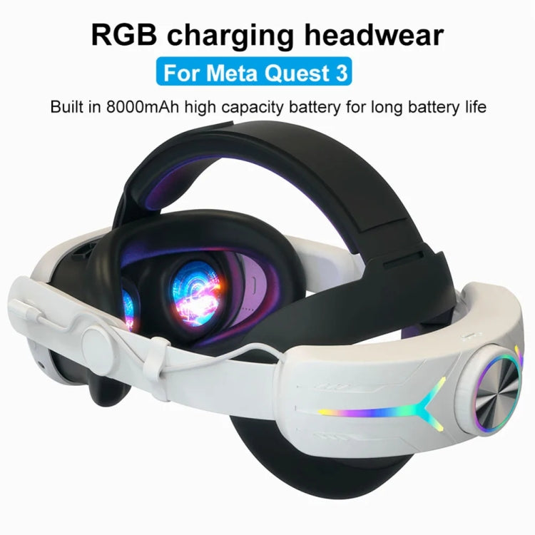 For Meta Quest 3 USB Rechargeable RGB Lighting Effect Adjustable Foldable Headset(Elite) - VR Accessories by PMC Jewellery | Online Shopping South Africa | PMC Jewellery | Buy Now Pay Later Mobicred