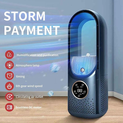 Desk Bladeless Humidification Electric Fan Six Gear Adjustable with LED Light Timing Function(Blue) - Electric Fans by PMC Jewellery | Online Shopping South Africa | PMC Jewellery | Buy Now Pay Later Mobicred