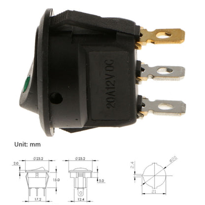 2pcs KCD1-102N Round 3Pin Rocker Switch LED Light 12V Car Modification Reverse Sensor Switch - Car Switches by PMC Jewellery | Online Shopping South Africa | PMC Jewellery | Buy Now Pay Later Mobicred