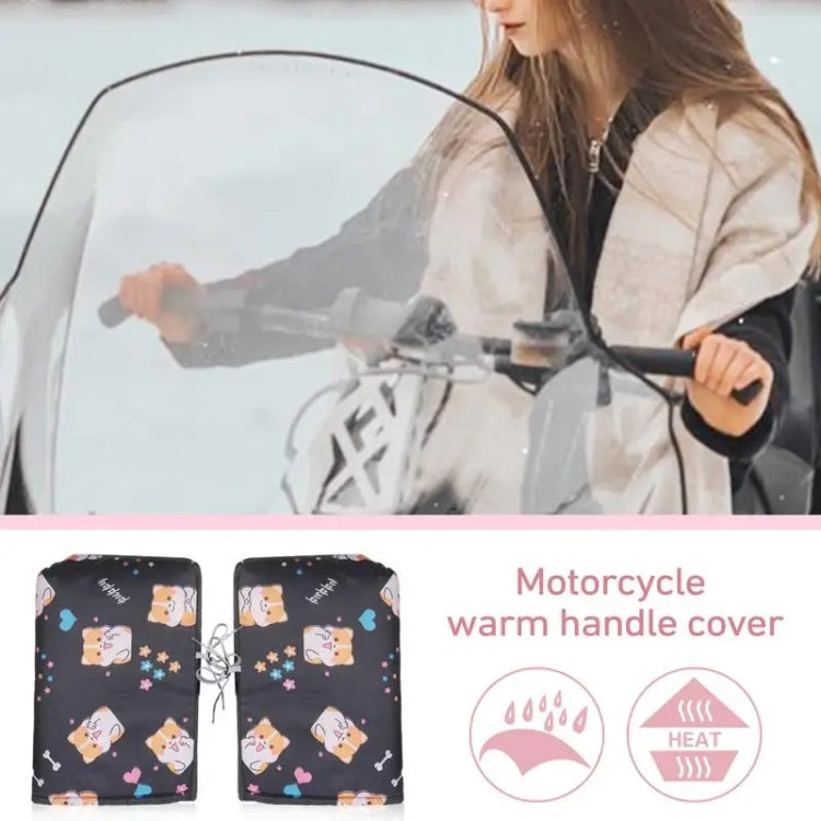 Winter Electric Vehicle Warm Waterproof Velvet Handle Cover(K Dog Black) - Others by PMC Jewellery | Online Shopping South Africa | PMC Jewellery | Buy Now Pay Later Mobicred