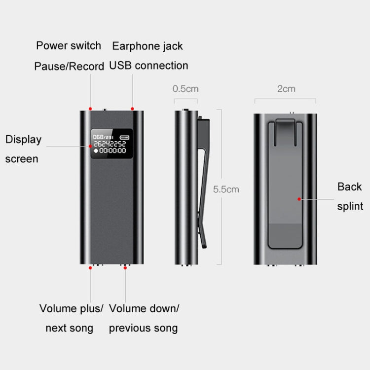 Q25 Intelligent Voice Recorder With Screen HD Noise Canceling Back Clip Voice Reporter, Size: 16GB(Black) - Recording Pen by PMC Jewellery | Online Shopping South Africa | PMC Jewellery | Buy Now Pay Later Mobicred