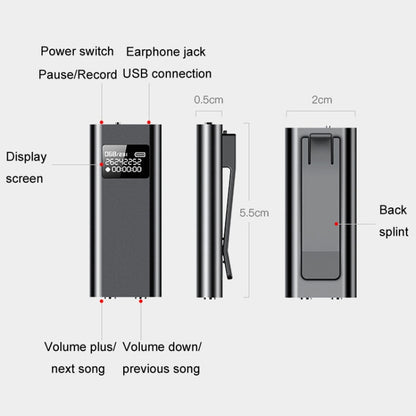 Q25 Intelligent Voice Recorder With Screen HD Noise Canceling Back Clip Voice Reporter, Size: 4GB(Black) - Recording Pen by PMC Jewellery | Online Shopping South Africa | PMC Jewellery | Buy Now Pay Later Mobicred