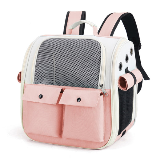 Breathable Square Cat Backpack Foldable Outdoor Portable Pet Bag(Model 4 Pink) - Pet Bags by PMC Jewellery | Online Shopping South Africa | PMC Jewellery | Buy Now Pay Later Mobicred