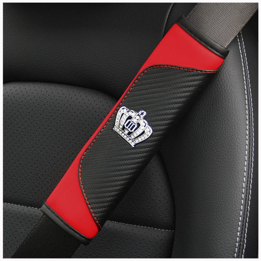 Car Seat Belt Cover Carbon Fiber Leather Auto Seat Shoulder Protection, Style: Crown Red - Seat Belts & Padding by PMC Jewellery | Online Shopping South Africa | PMC Jewellery | Buy Now Pay Later Mobicred