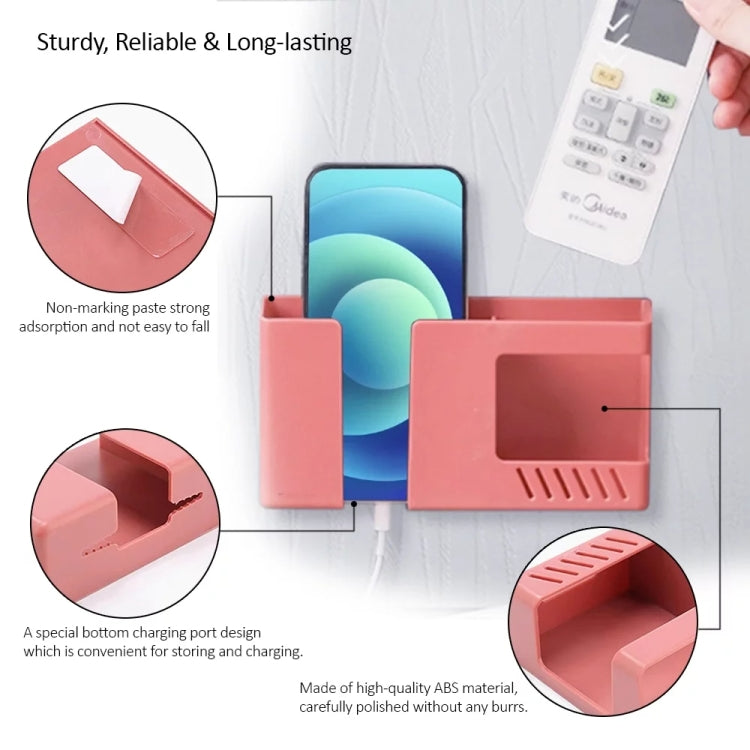Double Grid Wall-Mounted Storage Box Remote Control Sundries Organizer Mobile Phone Charging Holder(Blue) - free shipping - PMC TechLife - Order now!