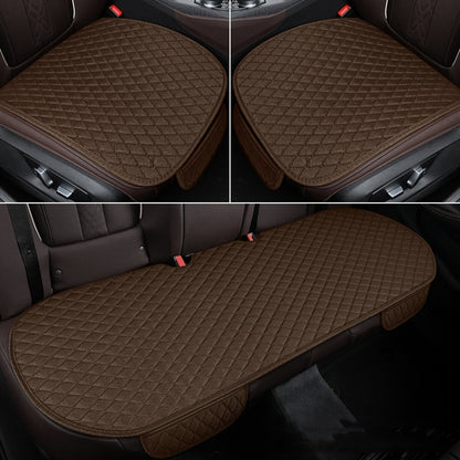 Non-Slip Rhombus Imitation Linen Car Seat Cushion, Color: Brown Front Row - Seat Accessories by PMC Jewellery | Online Shopping South Africa | PMC Jewellery | Buy Now Pay Later Mobicred