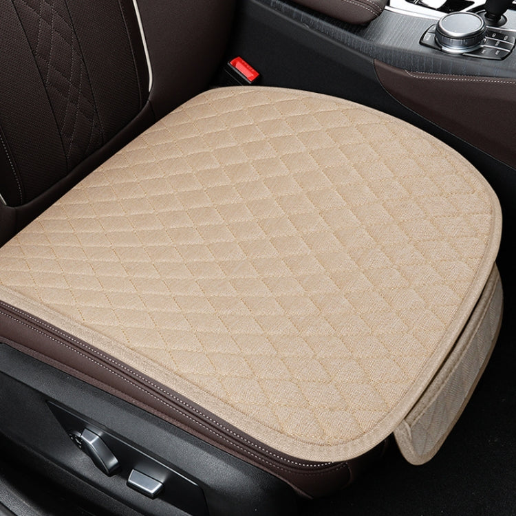 Non-Slip Rhombus Imitation Linen Car Seat Cushion, Color: Beige Front Row - Seat Accessories by PMC Jewellery | Online Shopping South Africa | PMC Jewellery | Buy Now Pay Later Mobicred