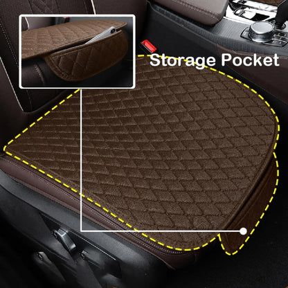 Non-Slip Rhombus Imitation Linen Car Seat Cushion, Color: Beige Back Row - Seat Accessories by PMC Jewellery | Online Shopping South Africa | PMC Jewellery | Buy Now Pay Later Mobicred