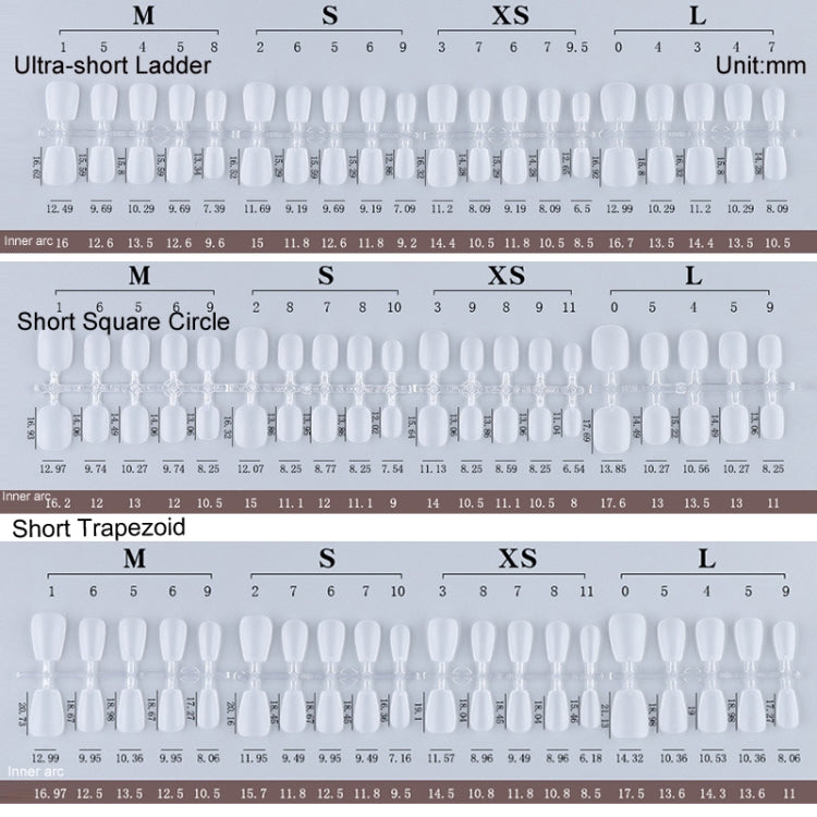 10pairs Of 100pcs/Box Frosted False Nails Artificial Tip, Shape: Ultra-short Ladder XS - Nail Stickers by PMC Jewellery | Online Shopping South Africa | PMC Jewellery | Buy Now Pay Later Mobicred