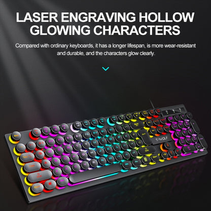 T-WOLF TF270 Colorful Light Effect Retro Gaming Wired Keyboard And Mouse Set(Set) - Wired Keyboard by T-WOLF | Online Shopping South Africa | PMC Jewellery | Buy Now Pay Later Mobicred