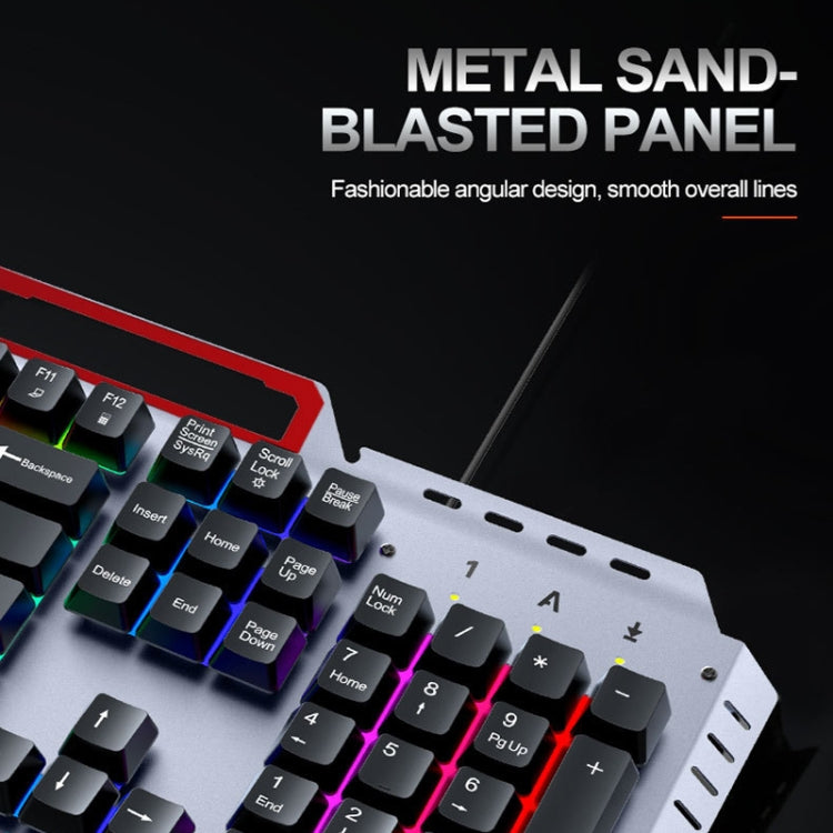 T-WOLF 130cm Line Length Cool Lighting Effect Metal Plate Gaming Wired Keyboard With Phone Holder(T16) - Wired Keyboard by T-WOLF | Online Shopping South Africa | PMC Jewellery | Buy Now Pay Later Mobicred