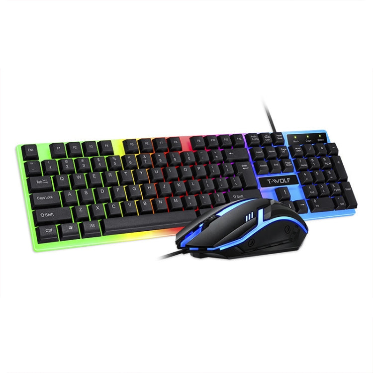 T-WOLF TF230 Colorful Light Effect Game Office Computer Wired Keyboard and Mouse Kit(Black) - Wired Keyboard by T-WOLF | Online Shopping South Africa | PMC Jewellery | Buy Now Pay Later Mobicred