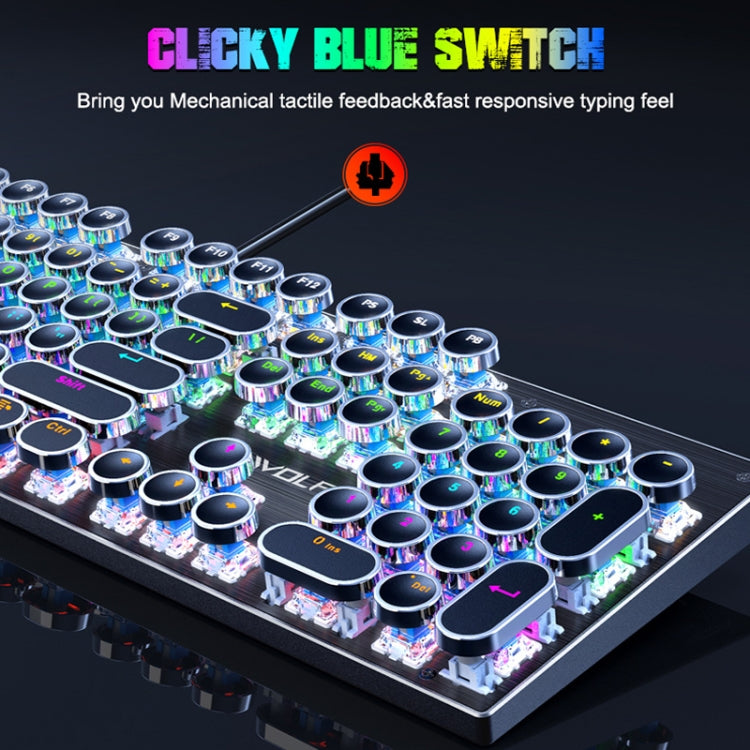 T-WOLF T75 104 Keys Adjustable RGB Light Computer Game Wired Mechanical Keyboard(Black) - Wired Keyboard by T-WOLF | Online Shopping South Africa | PMC Jewellery | Buy Now Pay Later Mobicred