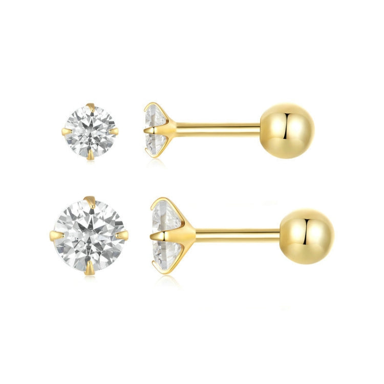 S925 Sterling Silver Platinum Plated Zircon Stud Earrings Jewelry, Color: White Zirconia L - Stud Earrings & Earrings by PMC Jewellery | Online Shopping South Africa | PMC Jewellery