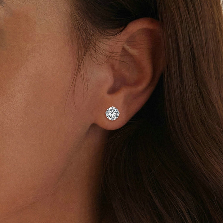 S925 Sterling Silver Platinum Plated Zircon Stud Earrings Jewelry, Color: Gold White Zirconia L - Stud Earrings & Earrings by PMC Jewellery | Online Shopping South Africa | PMC Jewellery