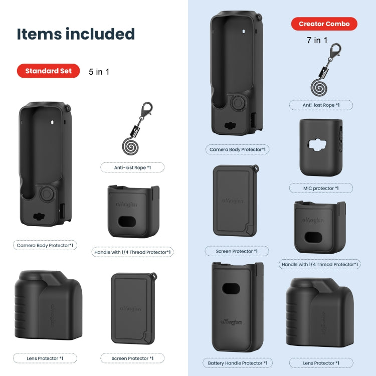 For DJI Osmo Pocket 3 AMagisn Silicone Protection Case Movement Camera Accessories, Style: 7 In 1 Gray - Case & Bags by aMagisn | Online Shopping South Africa | PMC Jewellery | Buy Now Pay Later Mobicred