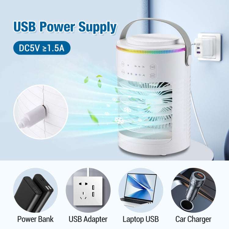 CF-516 USB Home Timed Desktop RGB Light Adjustable Spray Humidification Cooler Fan(White) - Electric Fans by PMC TechLife | Online Shopping South Africa | PMC TechLife | Buy Now Pay Later Mobicred