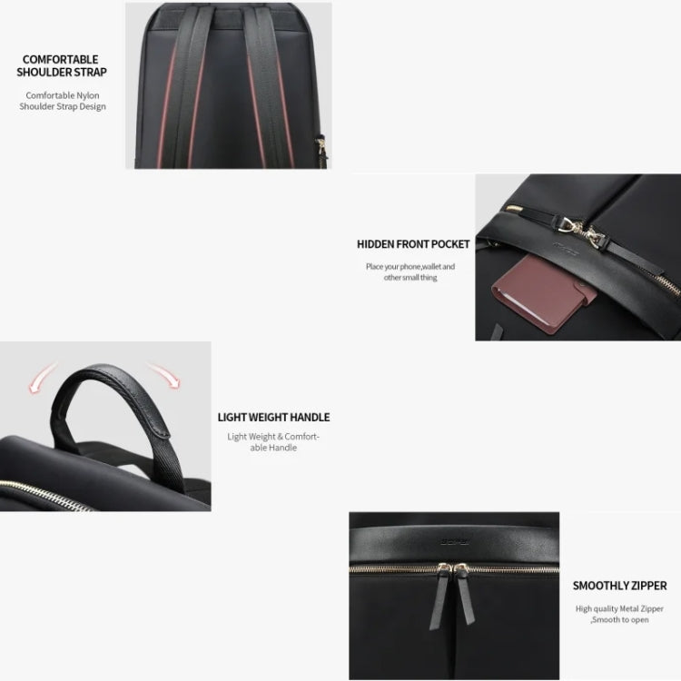 Bopai 14-inch Laptop Casual Lightweight Waterproof Backpack(Black) - free shipping - PMC Jewellery - Order now!
