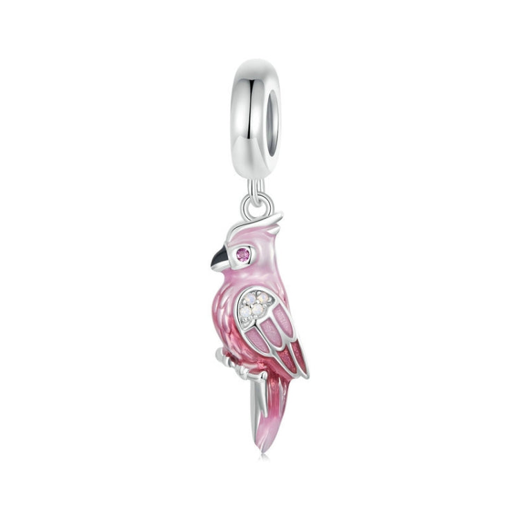 S925 Sterling Silver Platinum-plated Pink Gradient Parrot Jewelry Pendant(BSC971) - Jewelry Accessories by PMC Jewellery | Online Shopping South Africa | PMC Jewellery