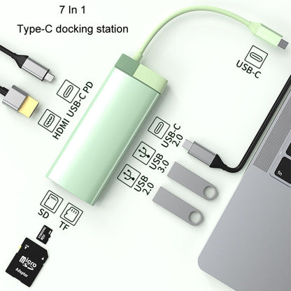 BS7A 7 In 1 Type-C Docking Station Multi-Function USB Hub Docking Station Converter(Green) - USB HUB by PMC Jewellery | Online Shopping South Africa | PMC Jewellery | Buy Now Pay Later Mobicred