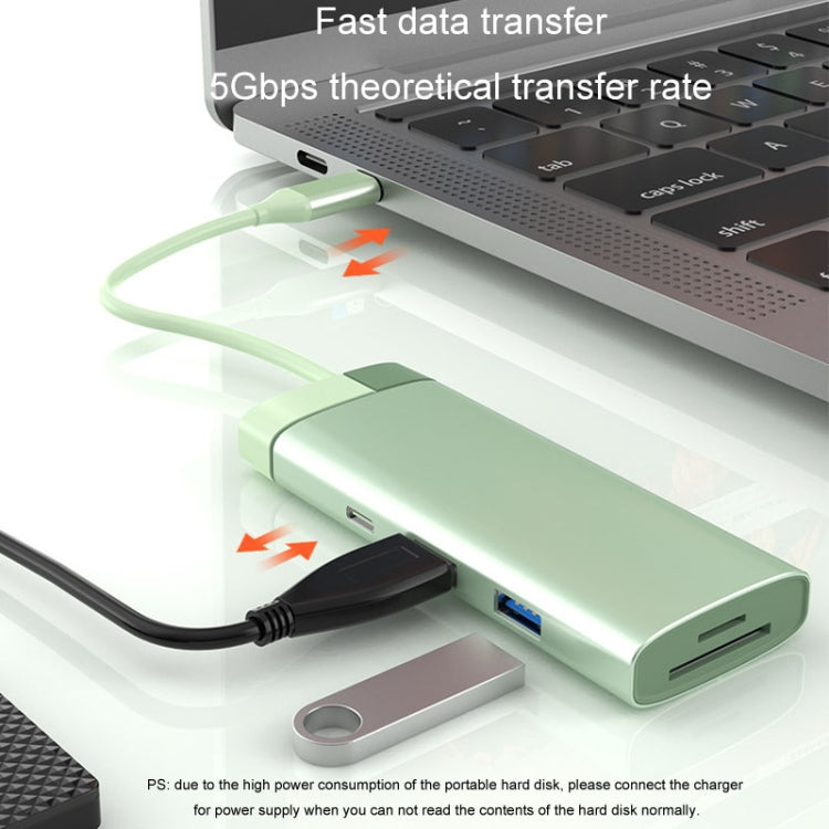 BS7A 7 In 1 Type-C Docking Station Multi-Function USB Hub Docking Station Converter(Green) - USB HUB by PMC Jewellery | Online Shopping South Africa | PMC Jewellery | Buy Now Pay Later Mobicred