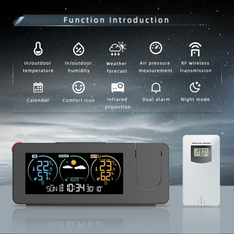 Perpetual Calendar Weather Forecast Color Screen Digital Display Projection Clock(USB) - Novelty Clock by PMc TechLife | Online Shopping South Africa | PMc TechLife | Buy Now Pay Later Mobicred