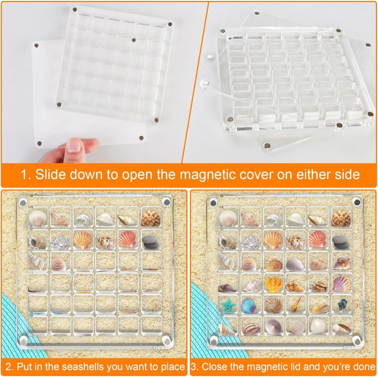 36 Grids Acrylic Magnetic Seashell Storage Display Box Beads Jewelry Nail Art Storage Box - Jewelry Storages by PMC Jewellery | Online Shopping South Africa | PMC Jewellery