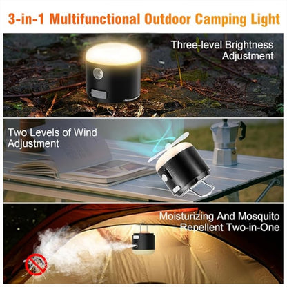 Outdoor Camping Tent Hanging Ambient Light Magnetic Spray Humidification Fan(Black) - Electric Fans by PMC Jewellery | Online Shopping South Africa | PMC Jewellery | Buy Now Pay Later Mobicred