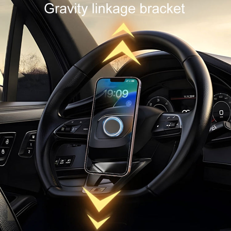 D35 Zero Gravity Car Steering Wheel Phone Navigation Mount Sticky Metal Magnetic Holder - Car Holders by PMC Jewellery | Online Shopping South Africa | PMC Jewellery | Buy Now Pay Later Mobicred