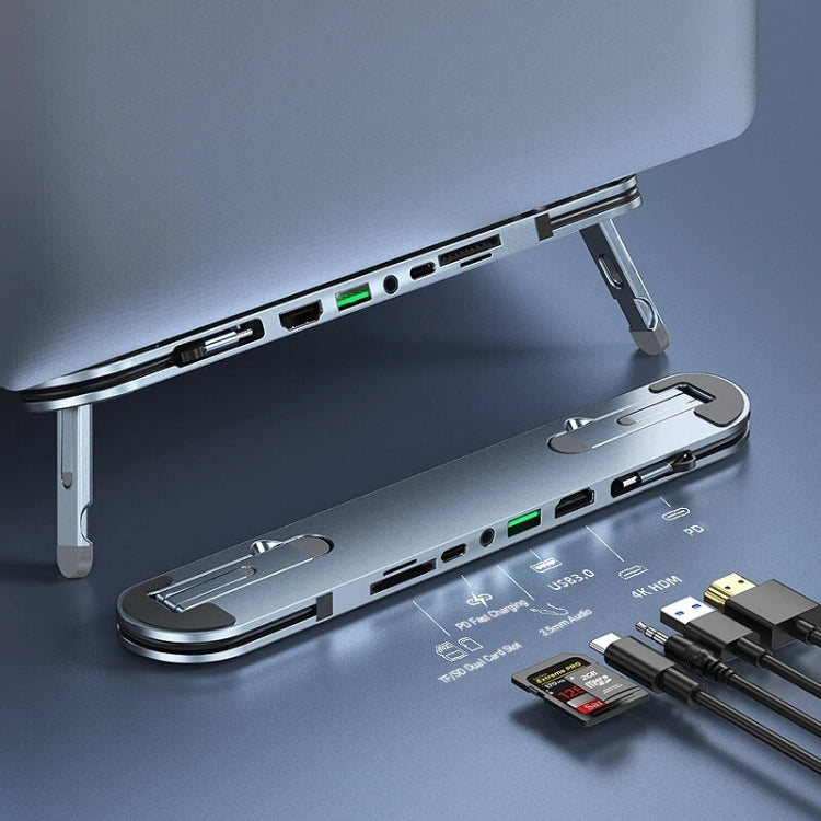 5 Ports USB-C/Type-C HUB Docking Station Laptop Stand Holder - Laptop Stand by PMC Jewellery | Online Shopping South Africa | PMC Jewellery | Buy Now Pay Later Mobicred