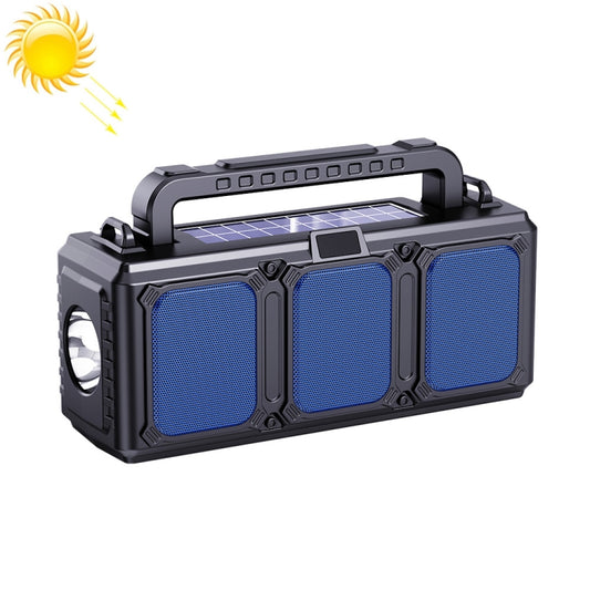 DV-860 Dual-Solar Flashlight Bluetooth Speaker FM Card Radio(Blue) - Radio Player by PMC Jewellery | Online Shopping South Africa | PMC Jewellery | Buy Now Pay Later Mobicred