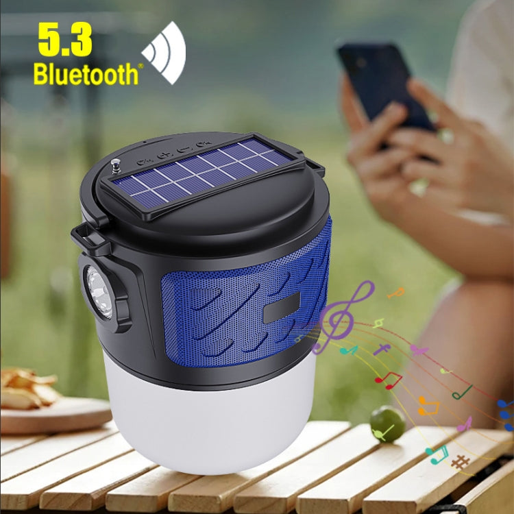 DV-V12 Outdoor Solar Camping Light FM Card Bluetooth Speaker(Blue) - Camping Lighting by PMc TechLife | Online Shopping South Africa | PMc TechLife | Buy Now Pay Later Mobicred