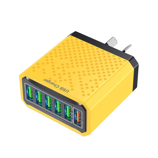 6-Ports Multifunctional Quick Charging USB Travel Charger Power Adapter, Model: Yellow AU Plug - USB Charger by PMC Jewellery | Online Shopping South Africa | PMC Jewellery | Buy Now Pay Later Mobicred