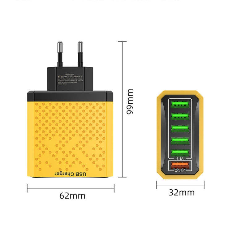 6-Ports Multifunctional Quick Charging USB Travel Charger Power Adapter, Model: Black EU Plug - USB Charger by PMC Jewellery | Online Shopping South Africa | PMC Jewellery | Buy Now Pay Later Mobicred