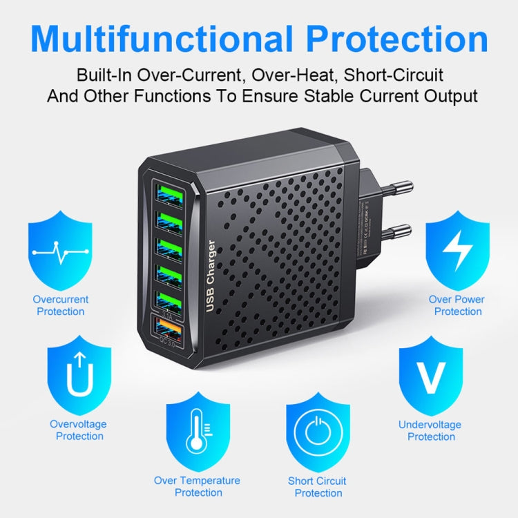 6-Ports Multifunctional Quick Charging USB Travel Charger Power Adapter, Model: Black UK Plug - USB Charger by PMC Jewellery | Online Shopping South Africa | PMC Jewellery | Buy Now Pay Later Mobicred