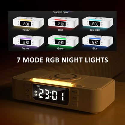 Digital Alarm Clock Wireless Charger Bluetooth Speaker RGB Night Light Cell Phone Stand(Black) - Desktop Speaker by PMC Jewellery | Online Shopping South Africa | PMC Jewellery | Buy Now Pay Later Mobicred