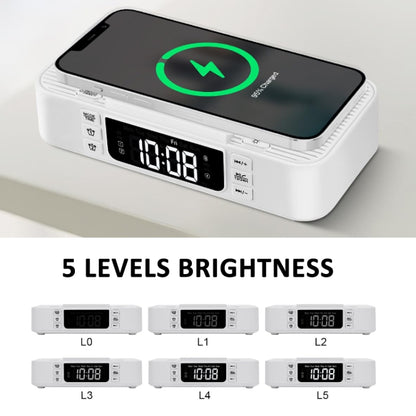 Digital Alarm Clock Wireless Charger Bluetooth Speaker RGB Night Light Cell Phone Stand(Black) - Desktop Speaker by PMC Jewellery | Online Shopping South Africa | PMC Jewellery | Buy Now Pay Later Mobicred