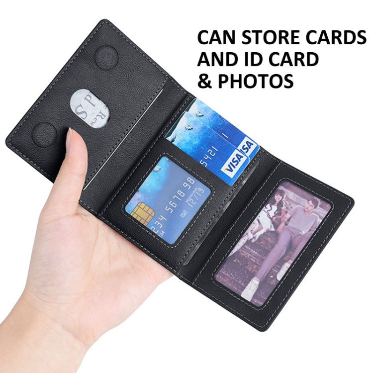 Tri-fold Magnetic Leather Wallet Card Holder for iPhone 15/14/13/12 Series(Black) - Others Accessories by PMC Jewellery | Online Shopping South Africa | PMC Jewellery