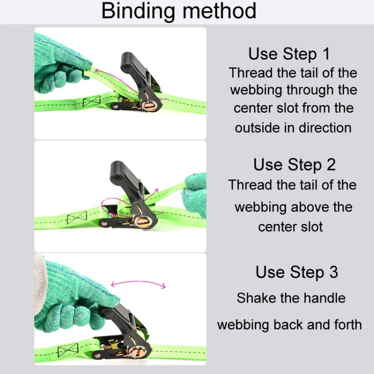 Motorcycle Ratchet Tensioner Cargo Bundling And Luggage Fixing Straps, Specification: Fluorescent Green 3m - Towing Bars by PMC Jewellery | Online Shopping South Africa | PMC Jewellery | Buy Now Pay Later Mobicred