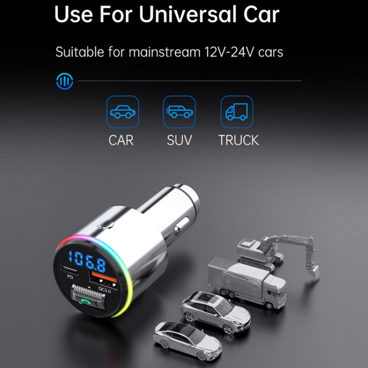 Car Bluetooth Voltage Detection MP3 Player Wireless Charger(Silver) - Bluetooth Car Kits by PMC Jewellery | Online Shopping South Africa | PMC Jewellery | Buy Now Pay Later Mobicred