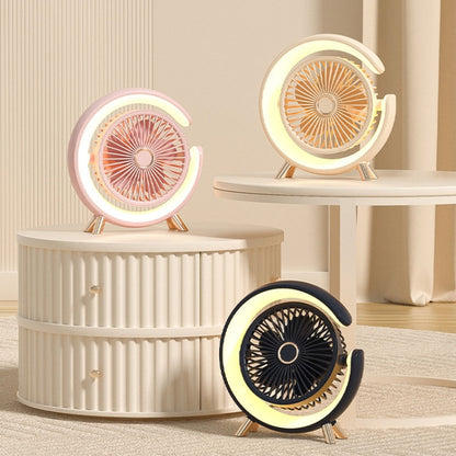 USB Charging Desktop Fan With Light Student Dormitory Light Sound Office Aroma Desktop Fan(Pink) - Electric Fans by PMC Jewellery | Online Shopping South Africa | PMC Jewellery | Buy Now Pay Later Mobicred