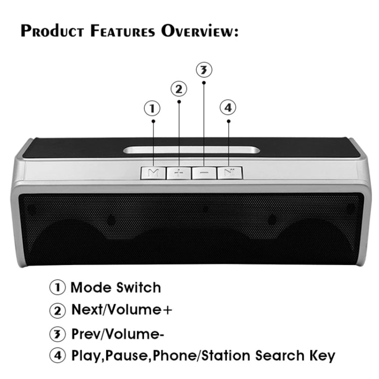 NBY 6690 TWS Couplet FM Multifunctional Desktop Plug-in Card Bluetooth Speaker(Silver) - Desktop Speaker by NBY | Online Shopping South Africa | PMC Jewellery | Buy Now Pay Later Mobicred