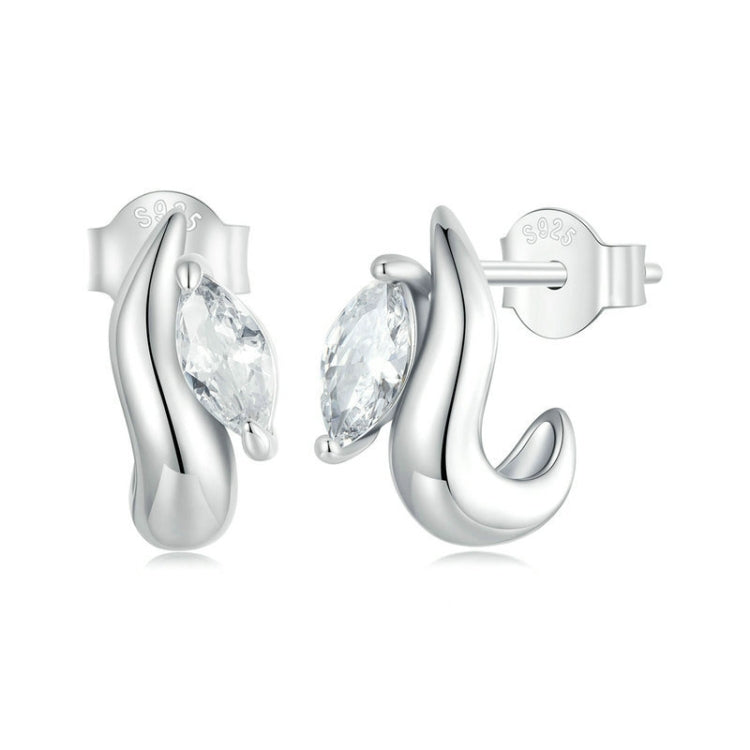 S925 Sterling Silver Zircon Marquise Women Earrings(BSE971) - Stud Earrings & Earrings by PMC Jewellery | Online Shopping South Africa | PMC Jewellery | Buy Now Pay Later Mobicred