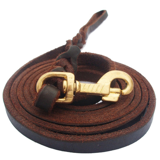 1.2 x 200cm Pet Outing Cowhide Towing Leash Dog Training Harness(Bronze Hook) - Leashes & Chest Strap by PMC Jewellery | Online Shopping South Africa | PMC Jewellery | Buy Now Pay Later Mobicred