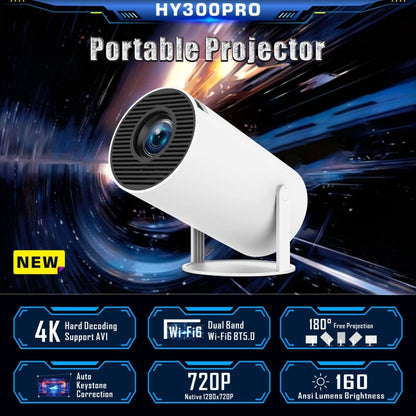 HY300 PRO Smart Projector Android 11.0 System 120 Lumen Portable Projector(EU Plug) - Mini Projector by PMC Jewellery | Online Shopping South Africa | PMC Jewellery | Buy Now Pay Later Mobicred