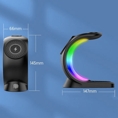 T17 3-in-1 RGB Atmosphere Light MagSafe Phone Watch Earphone Wireless Charger, Color: White with AU Plug - Wireless Charger by PMC Jewellery | Online Shopping South Africa | PMC Jewellery | Buy Now Pay Later Mobicred