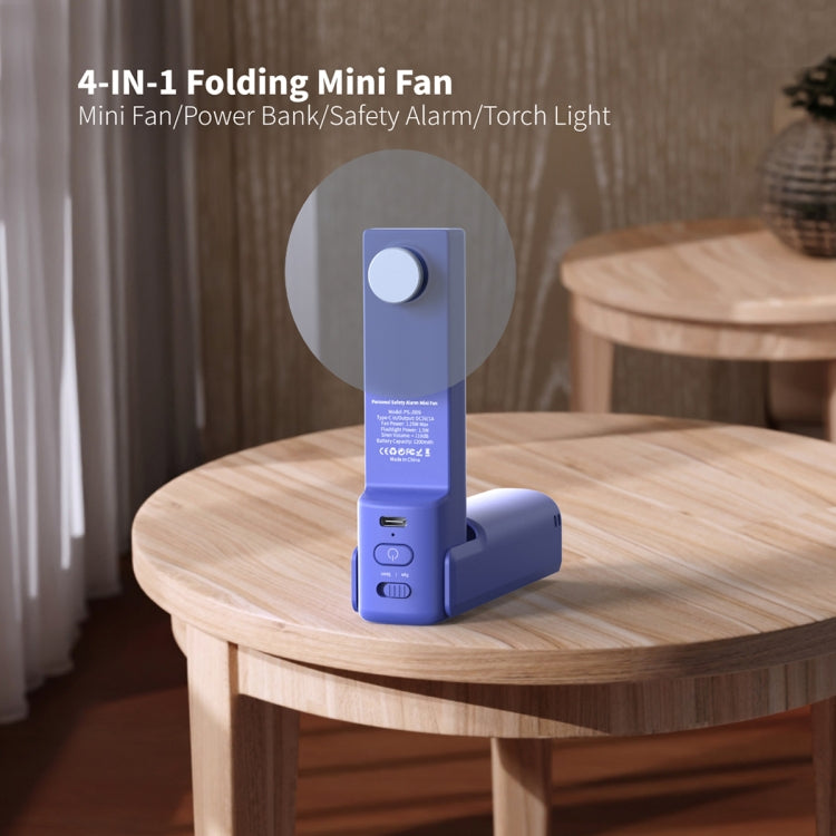 PS-J009 4-In-1 LED Light Buzzer Alarm Mini Folding Handheld Fan(Navy Blue) - Electric Fans by PMC Jewellery | Online Shopping South Africa | PMC Jewellery | Buy Now Pay Later Mobicred