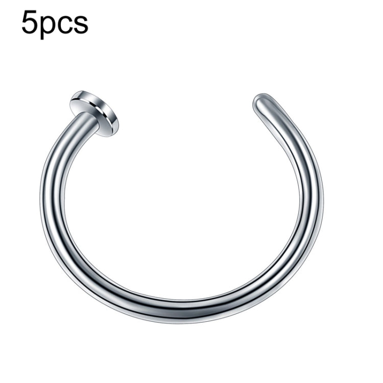 5pcs Stainless Steel Nose Ring Without Hole C-Shape Nose Staple Lip Band Earrings, Size: 0.8 x 6+2(Steel Color) - Stud Earrings & Earrings by PMC Jewellery | Online Shopping South Africa | PMC Jewellery | Buy Now Pay Later Mobicred