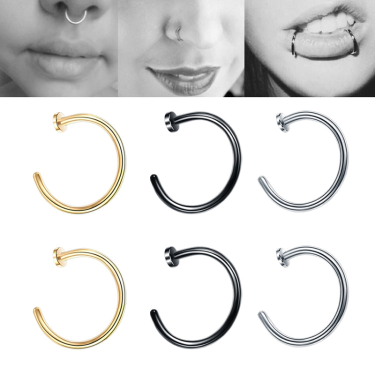 5pcs Stainless Steel Nose Ring Without Hole C-Shape Nose Staple Lip Band Earrings, Size: 1.0 x 8+2(Steel Color) - Stud Earrings & Earrings by PMC Jewellery | Online Shopping South Africa | PMC Jewellery | Buy Now Pay Later Mobicred