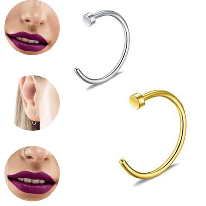 5pcs Stainless Steel Nose Ring Without Hole C-Shape Nose Staple Lip Band Earrings, Size: 1.0 x 8+2(Black) - Stud Earrings & Earrings by PMC Jewellery | Online Shopping South Africa | PMC Jewellery | Buy Now Pay Later Mobicred